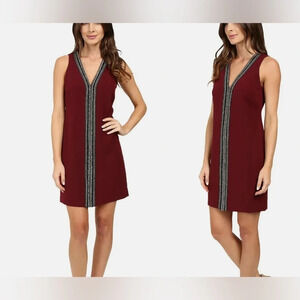 NWOT Laundry by Shelli Sagal burgundy beaded sequin dress